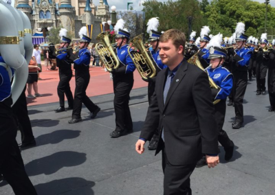 Dave Hamilton marching as a director of Oshkosh West HS.